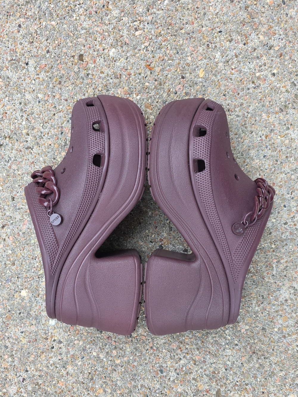 Crocs Siren Chain Platform Chunky Dark Cherry Clogs Size 8 - Picture 7 of 12